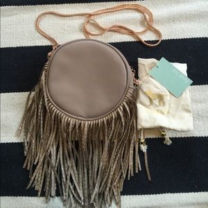 NWT Beige/Blush Fringe Deux Lux crossbody